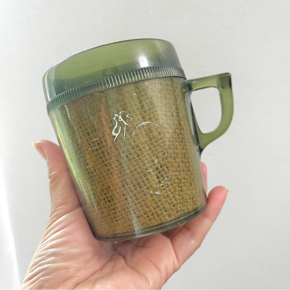 Vintage Green Raffiaware Plastic Cup Single Midcentury Kitchen Homewares